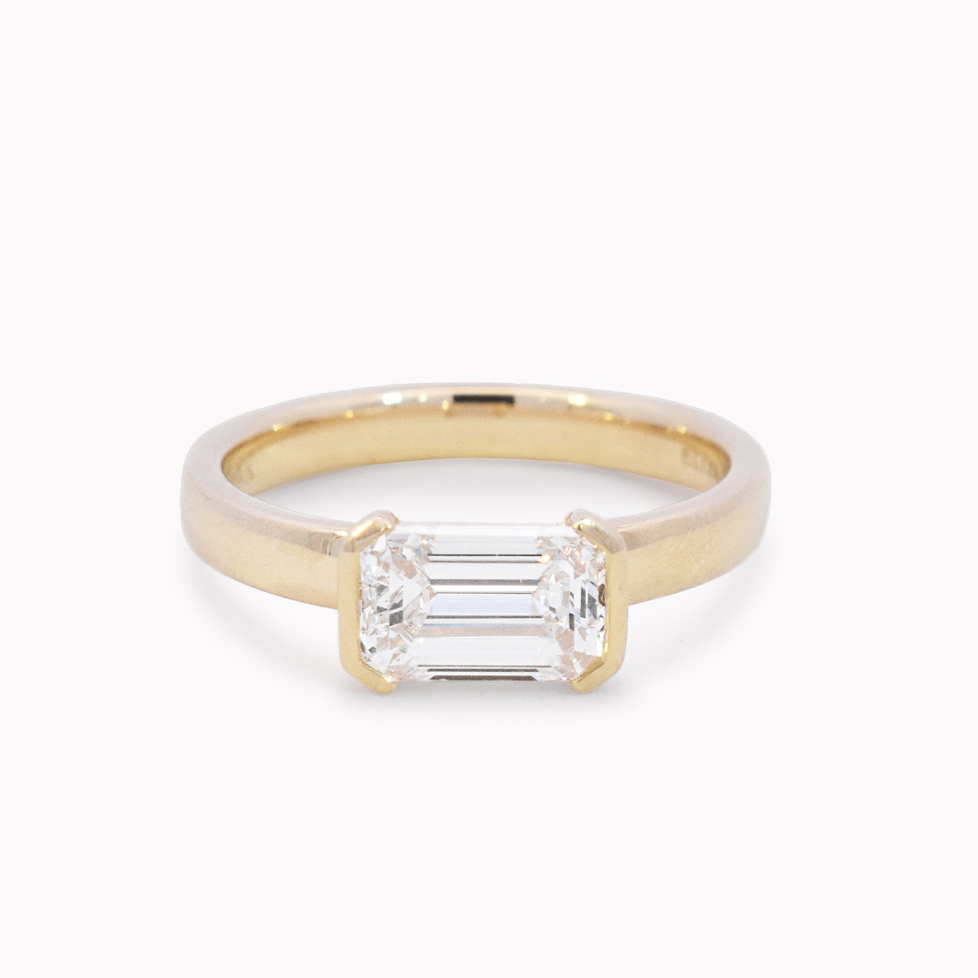 Claire East/West 1.50ct Half Bezel Solitaire White Diamond Engagement Ring