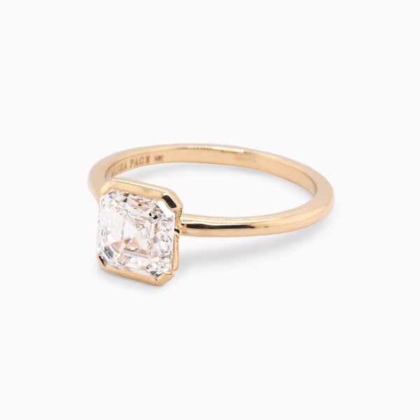 Claire 1.76ct Half Bezel Solitaire White Diamond Engagement Ring