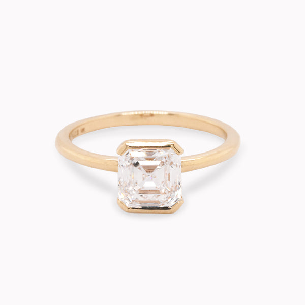 Claire 1.76ct Half Bezel Solitaire White Diamond Engagement Ring