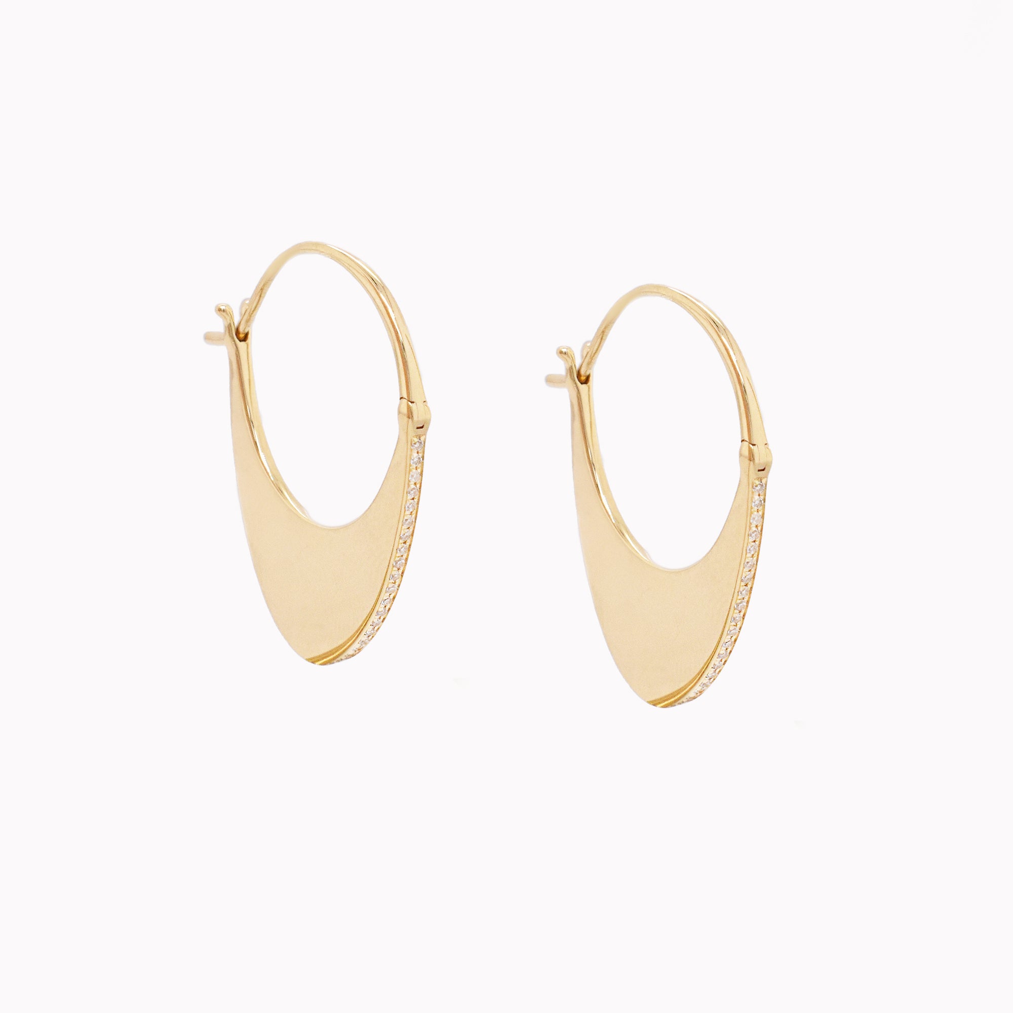 Flat Crescent Hoop Hook Earrings