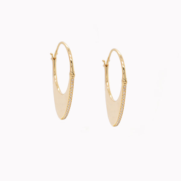 Flat Crescent Hoop Hook Earrings
