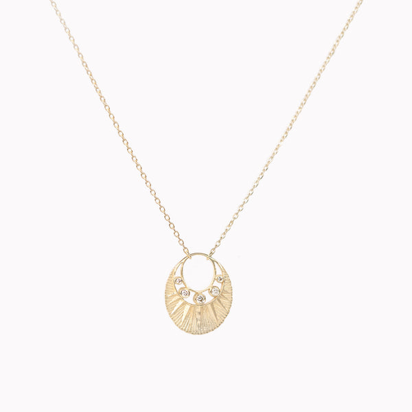 Five Diamonds Moon Crescent Necklace