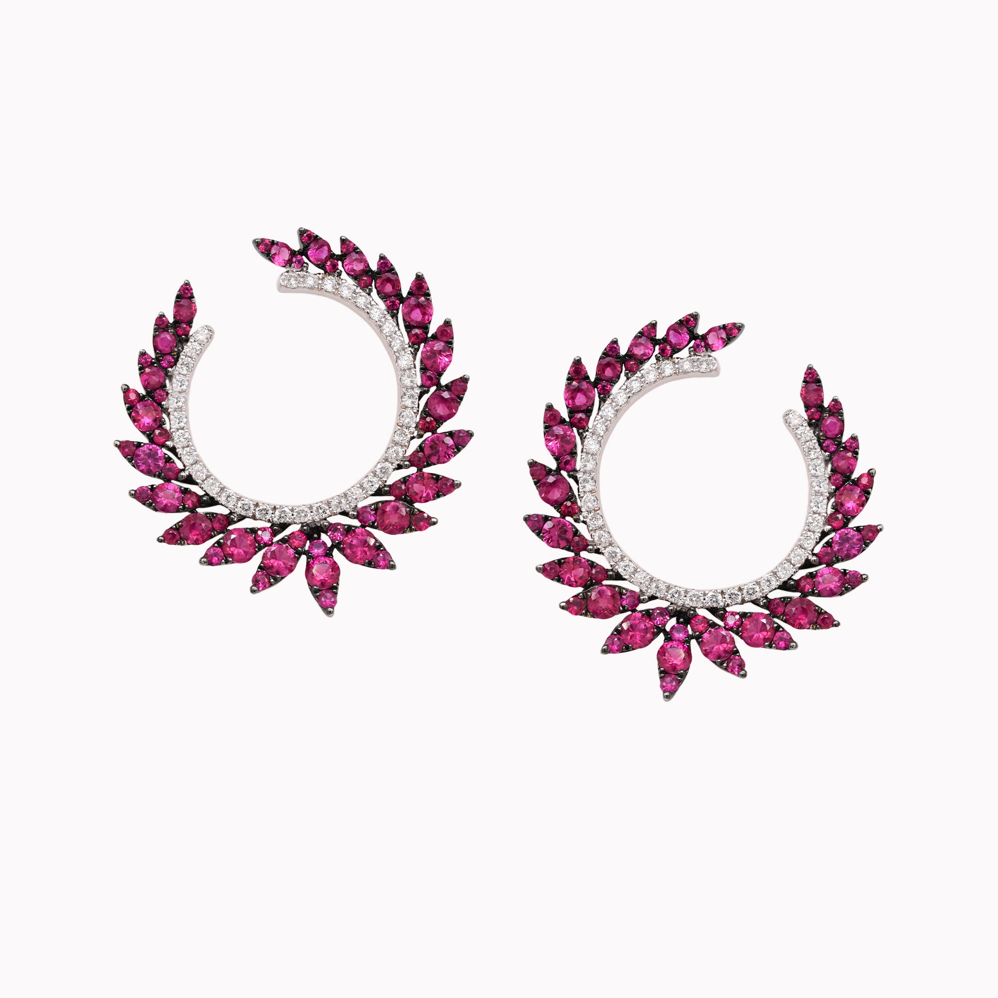 Ruby Petal Halo Earrings