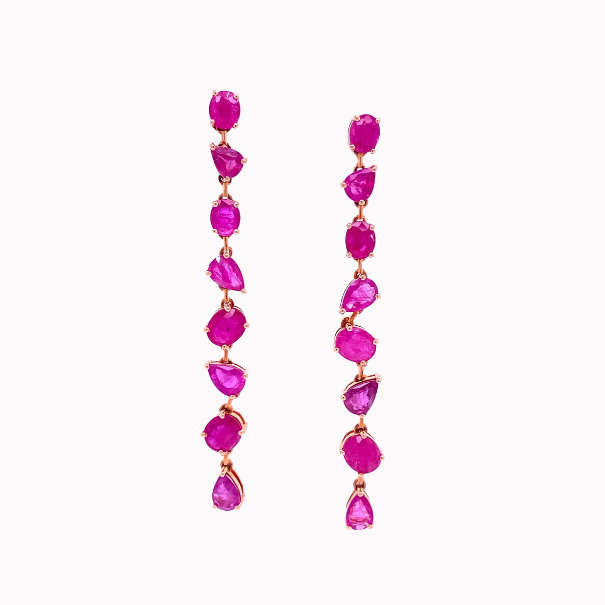 Rose Gold Crimson Ruby Drop Earrings
