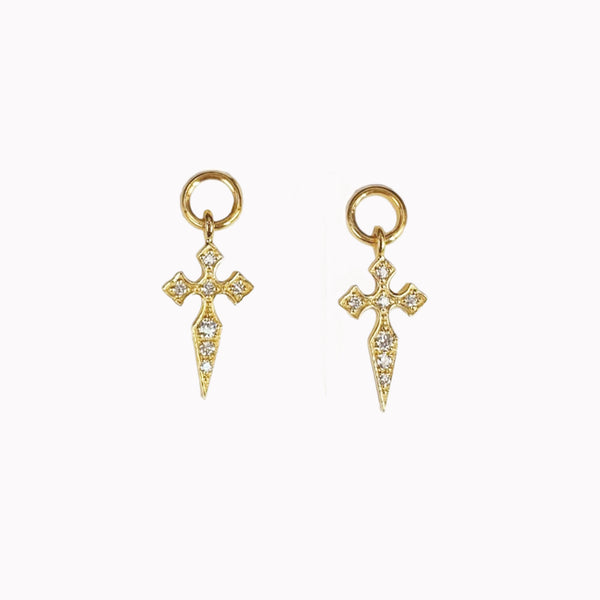 Diamond Cross Huggie Charms