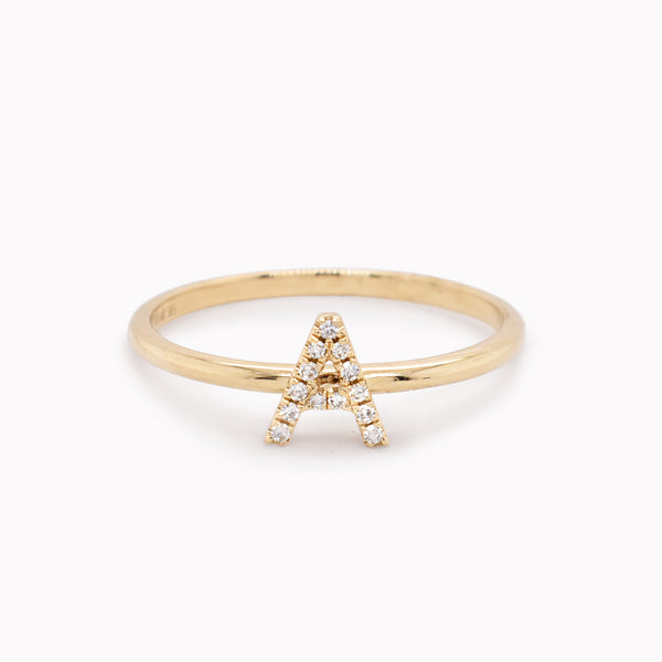 Pavé Diamond Initial "A" Stack Ring