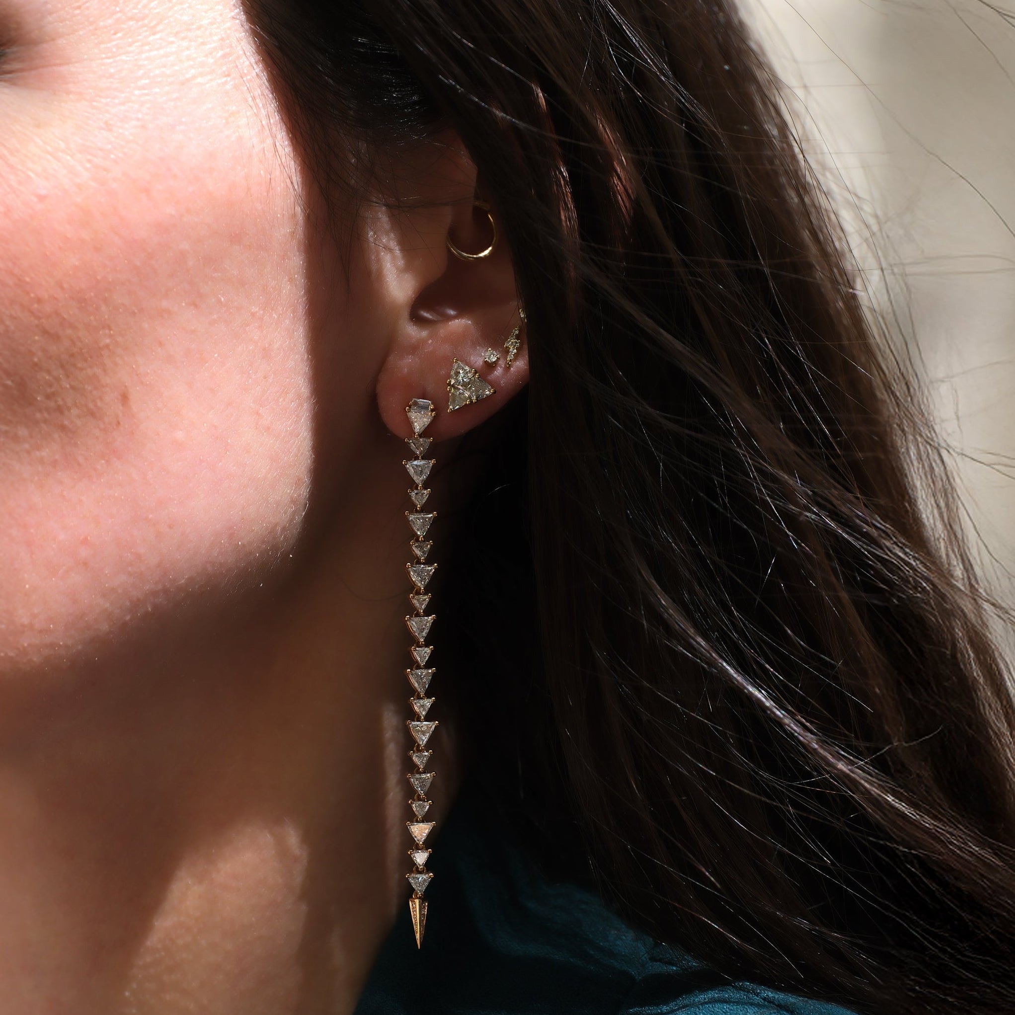 Trillion Cluster Diamond Stud Earrings