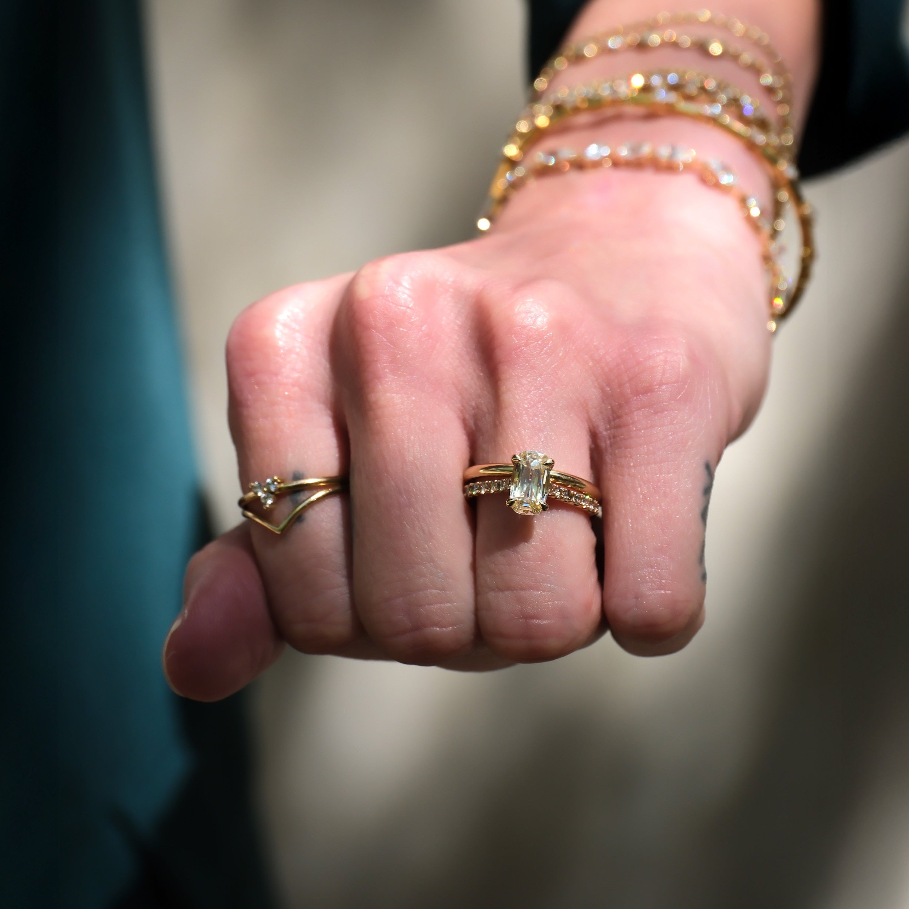 Hazel 1.3ct Old Mine Cut Yellow Diamond Engagement Ring