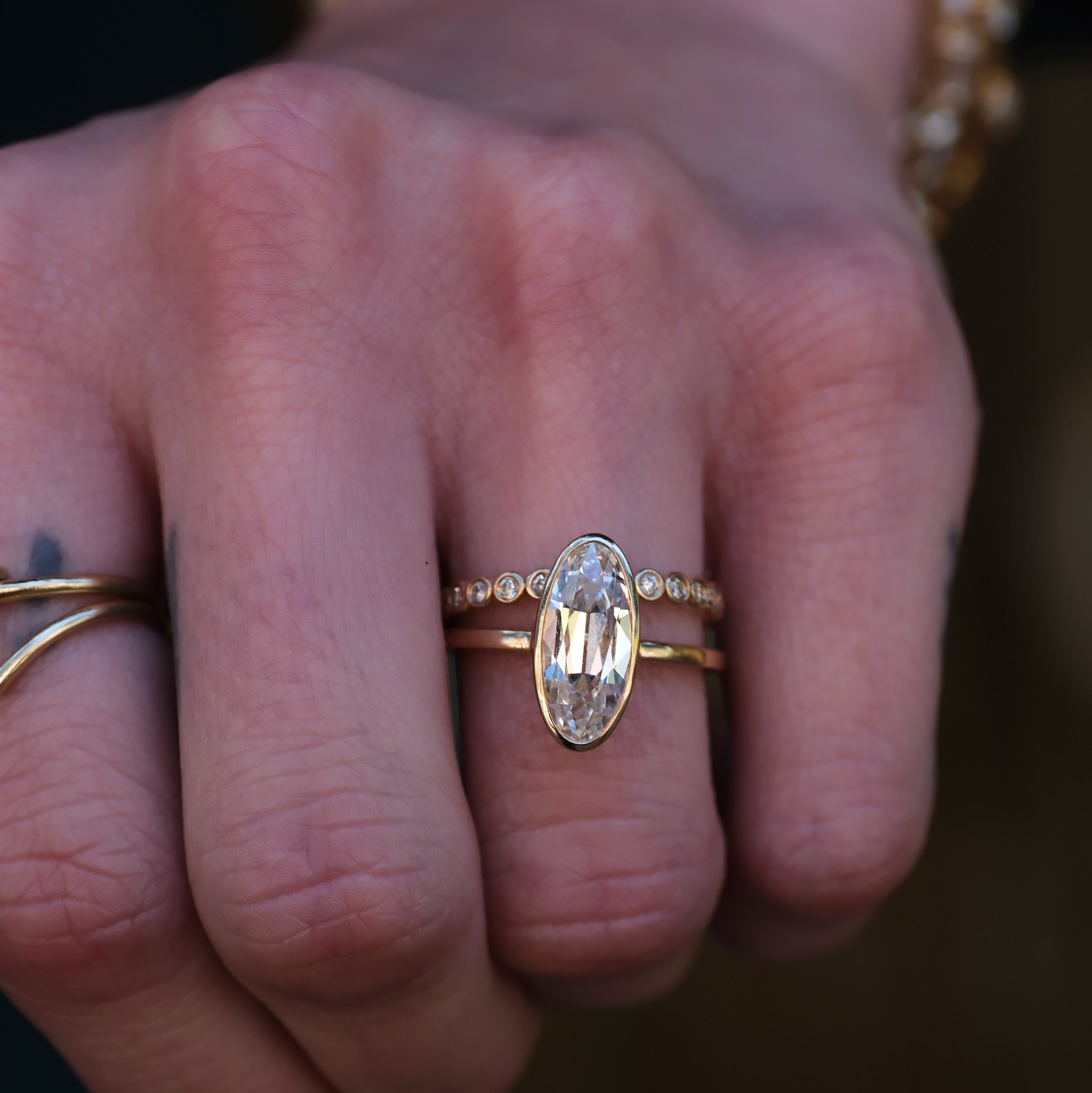 Jane 2.40ct Elongated Oval Lab-Grown Old Mine Cut Engagement Ring