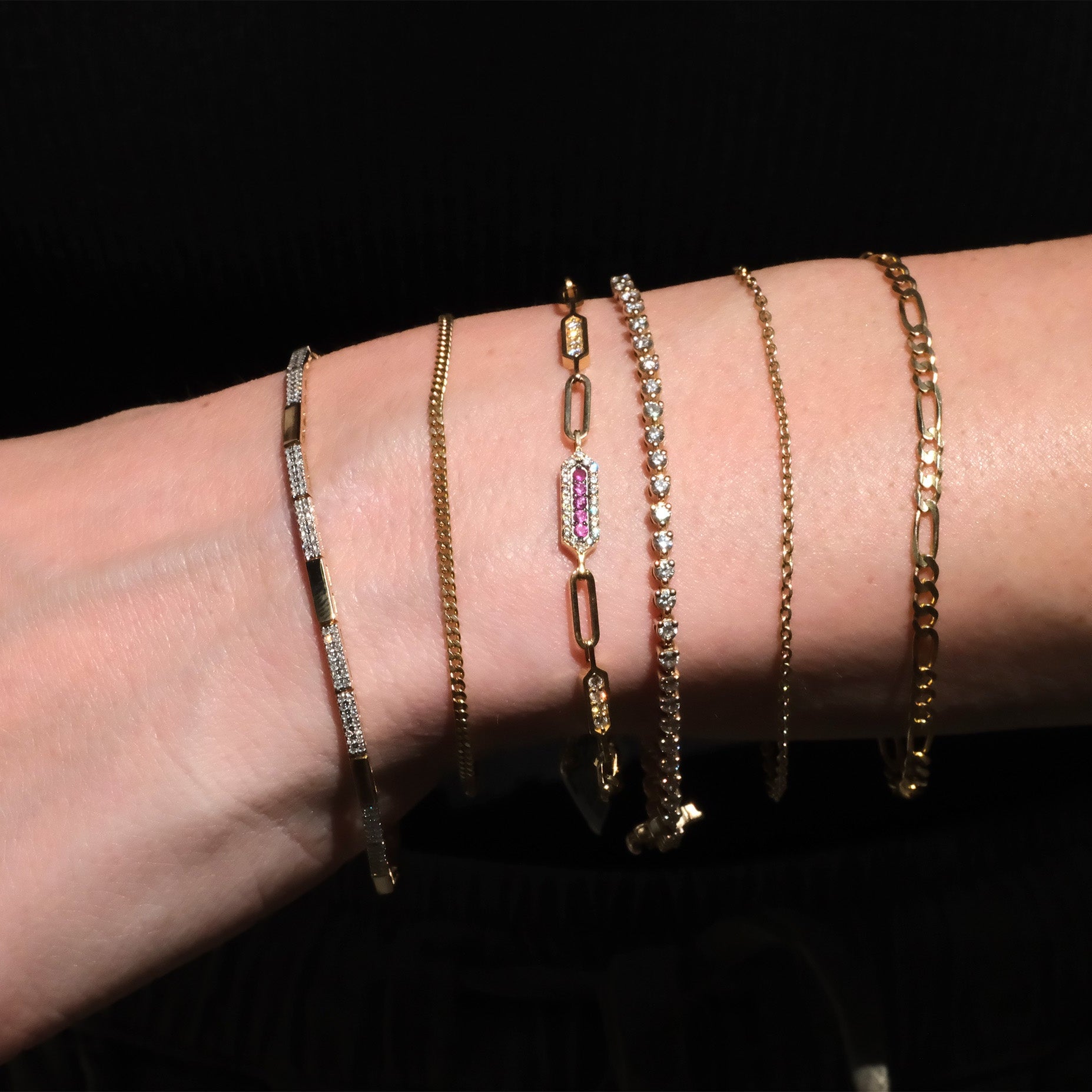 Pavé Diamond & Gold Bar Bracelet