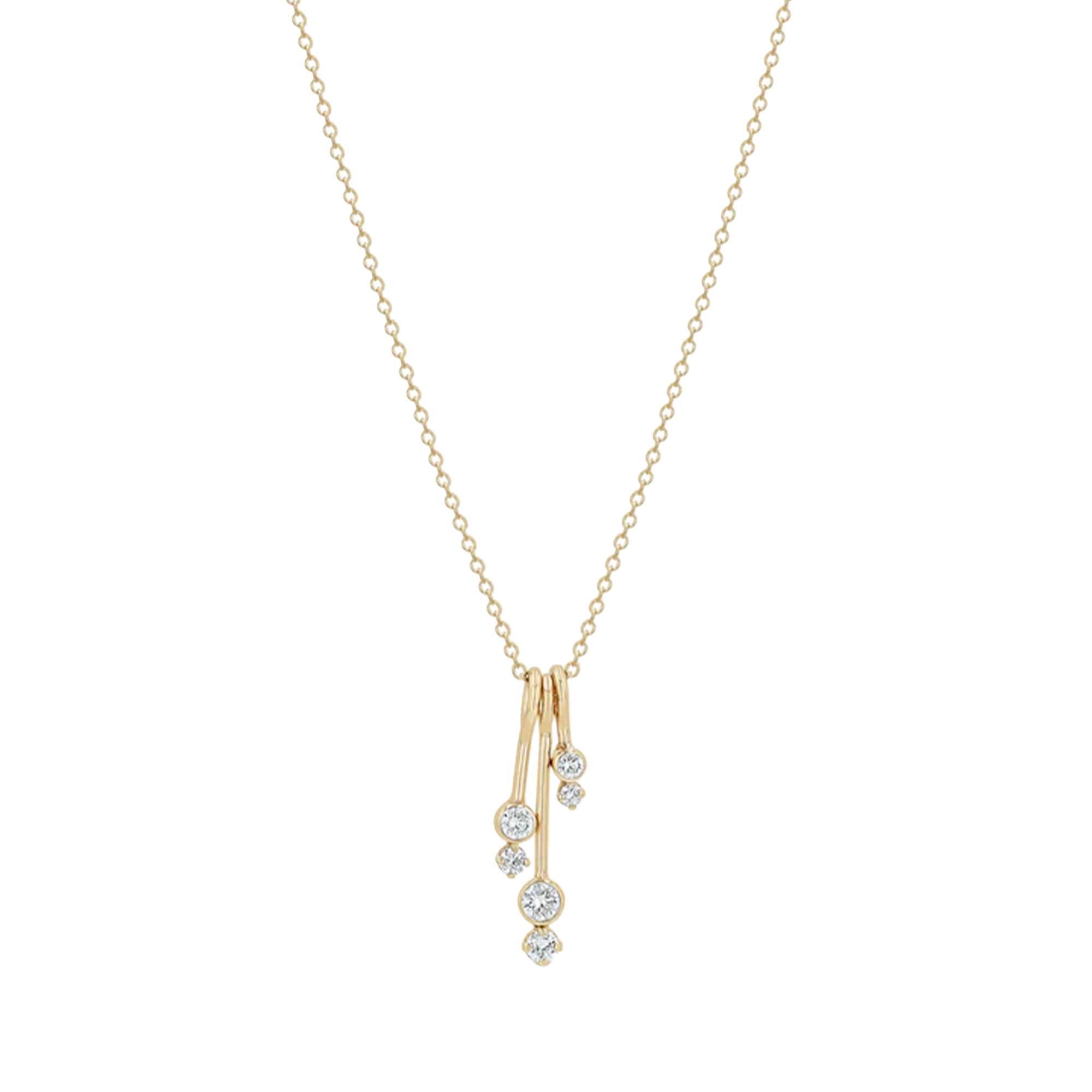 Dangling Prong & Bezel Diamond Bar Necklace