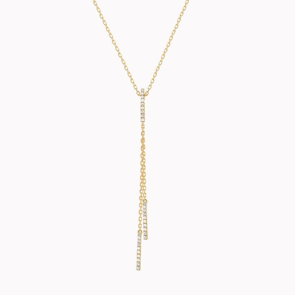 Diamond Bar Chain Lariat Necklace