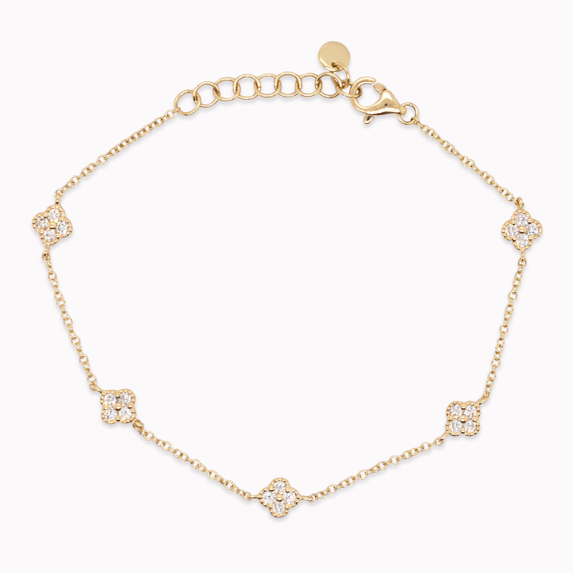 Diamond Clover Station Bracelet