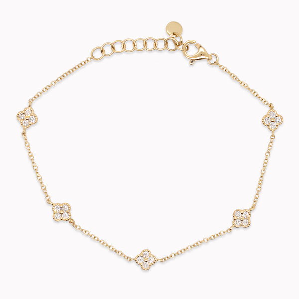 Diamond Clover Station Bracelet