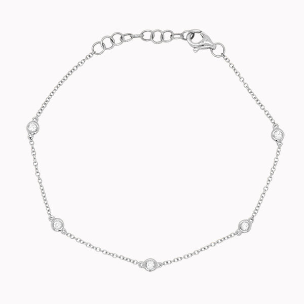 Small White Gold Bezel Diamond By The Yard Bracelet