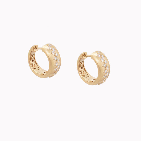 Brushed Diamond Stitch Huggie Hoops
