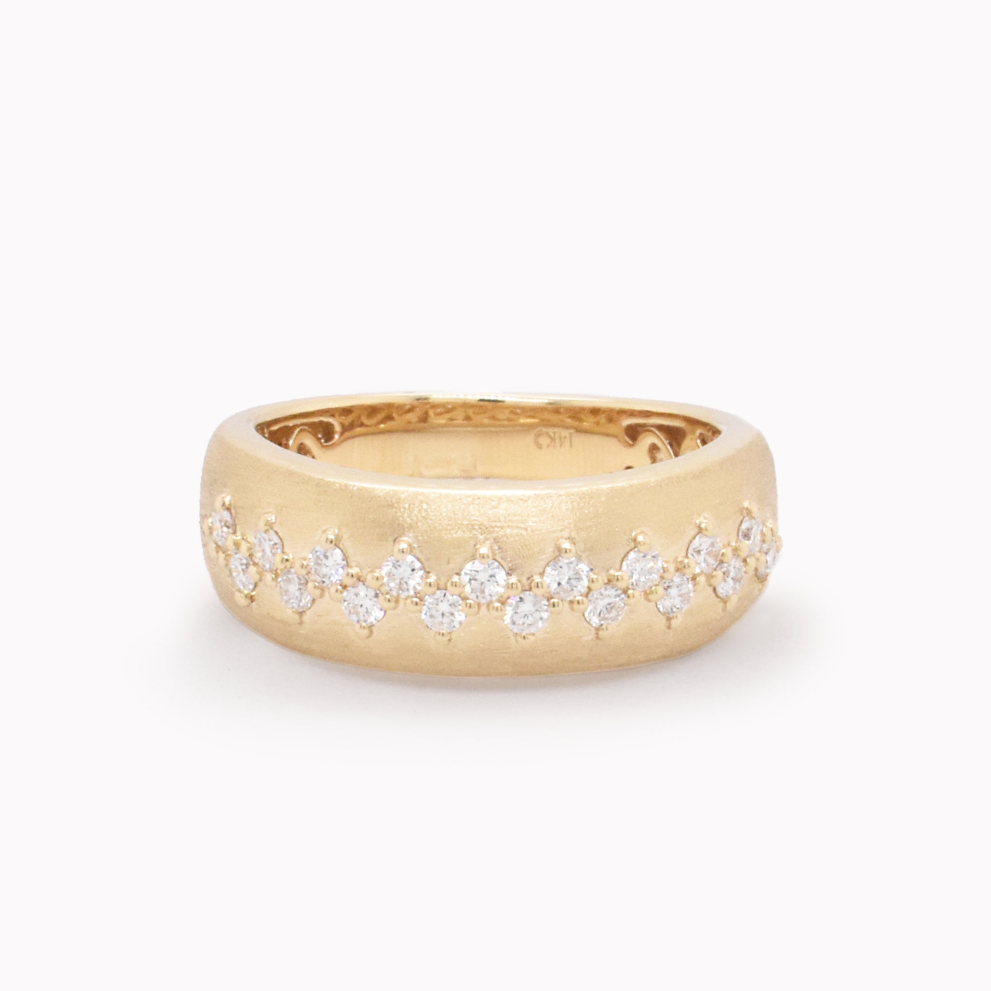 Wide Diamond Stitch Ring