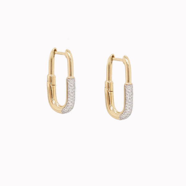 Two-Tone Diamond Paperclip Hoops