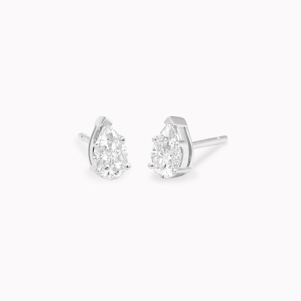 Diamond Pear Illusion Stud Earrings