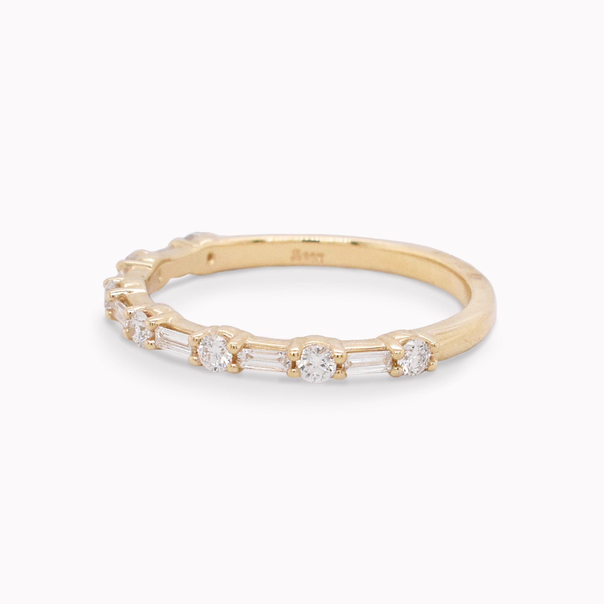 Baguette & Round Diamond Half Eternity Band