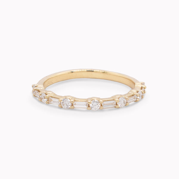 Baguette & Round Diamond Half Eternity Band