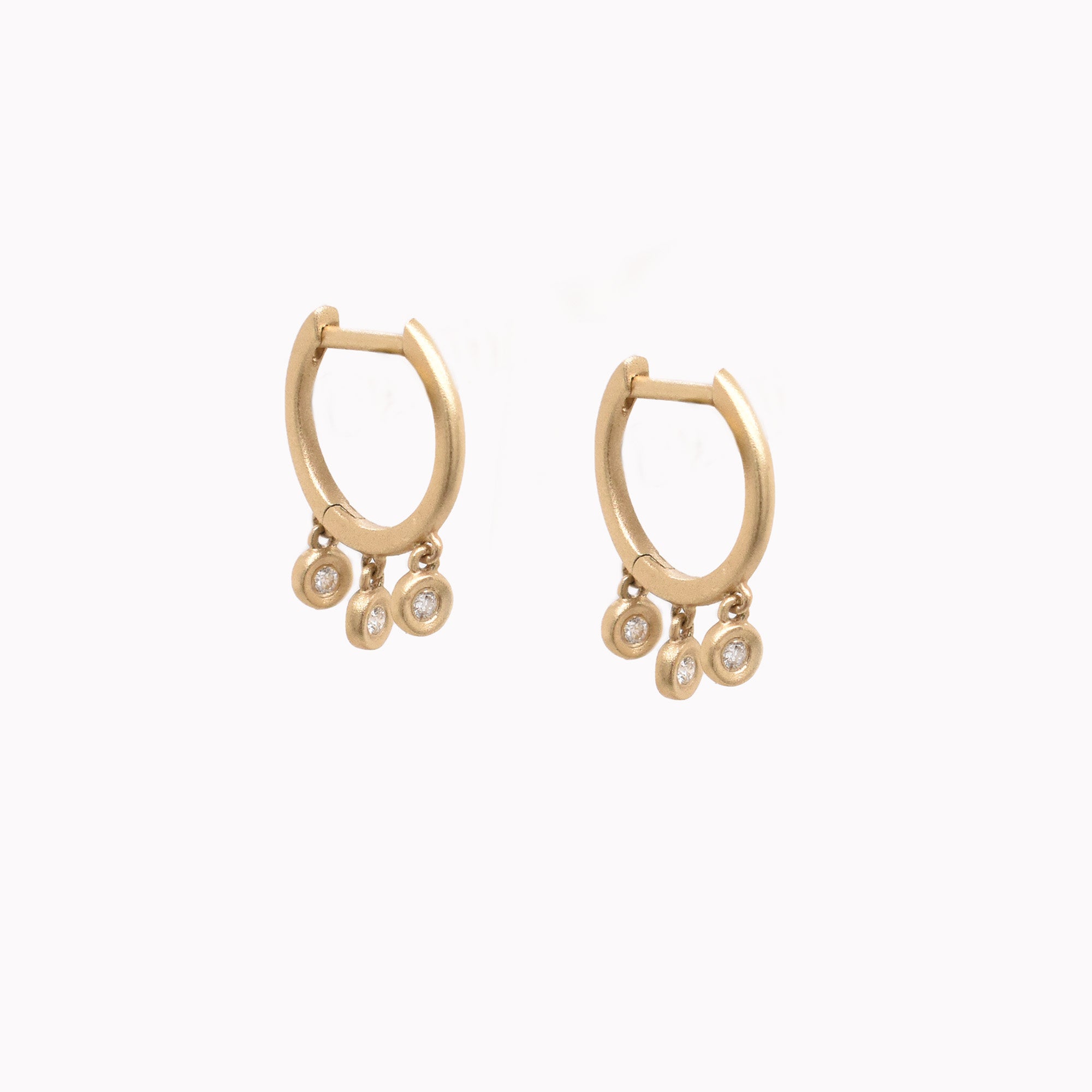 Diamond Trio Charm Huggies