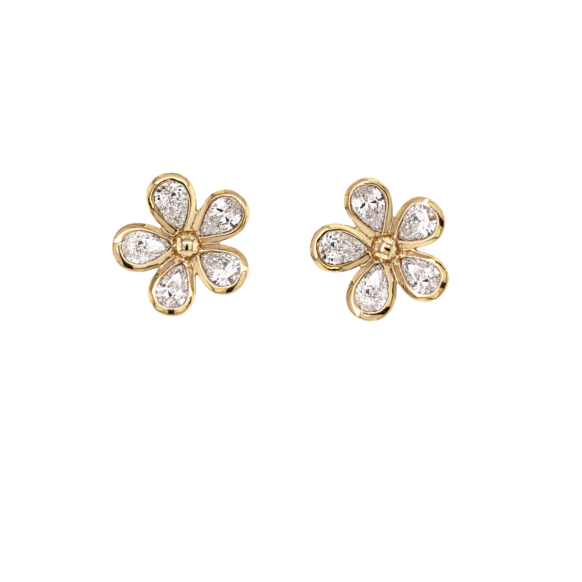 Diamond Flower Stud Earrings