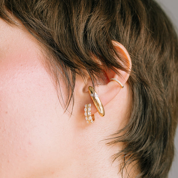 Hinged Marquise Diamond Huggie Hoops