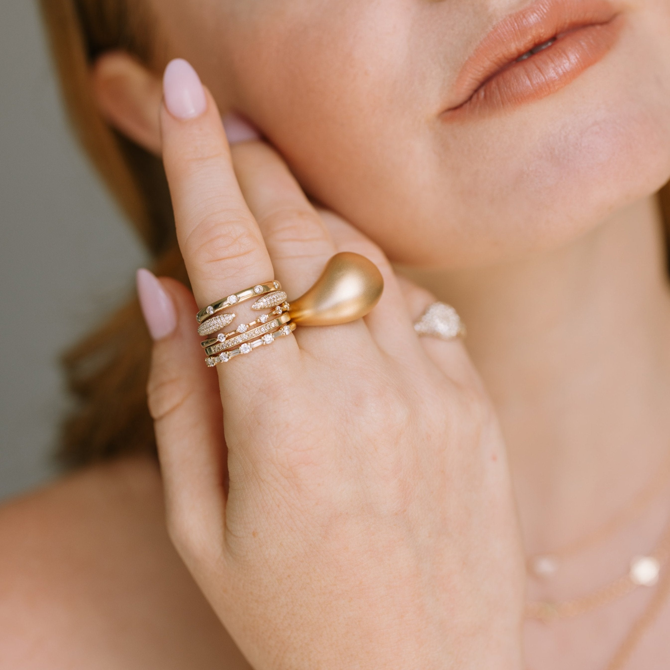 Baguette & Round Diamond Half Eternity Band