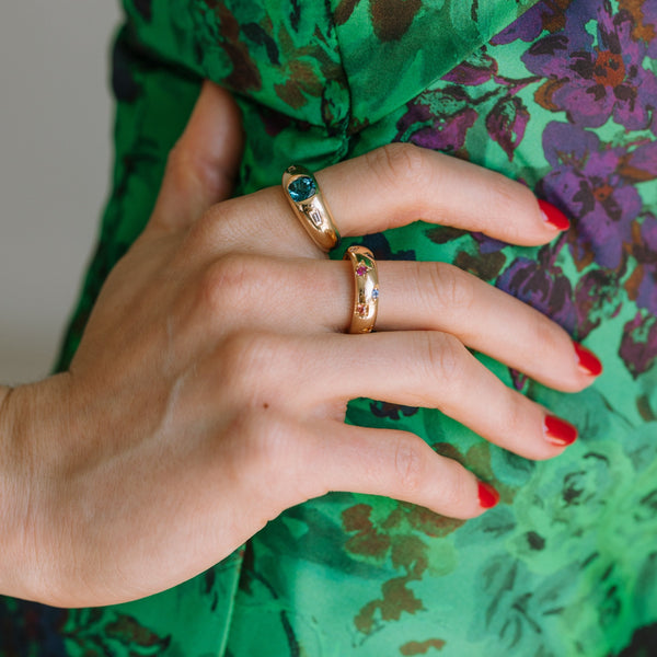 Rainbow Sapphire & Ruby Dome Ring