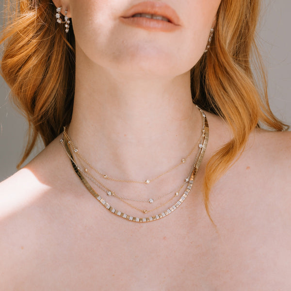 White Gold Bezel Diamond By The Yard Necklace