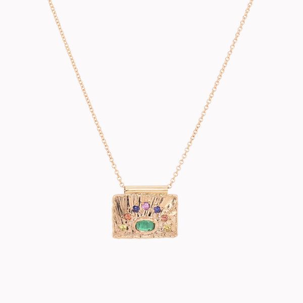 Multi-Color Sapphire & Emerald Earth Love Necklace
