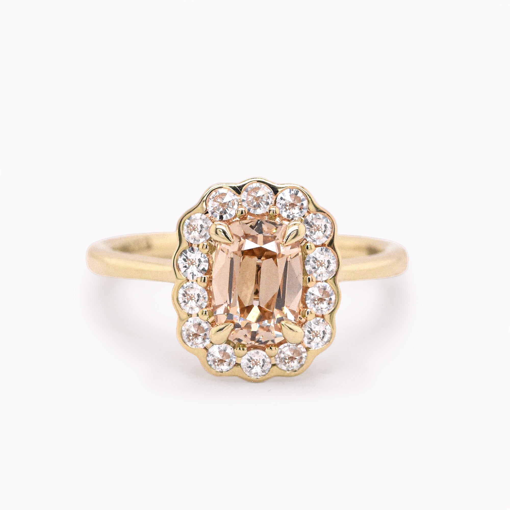 Edith 1.29ct Old Mine Cut Champagne Diamond Engagement Ring