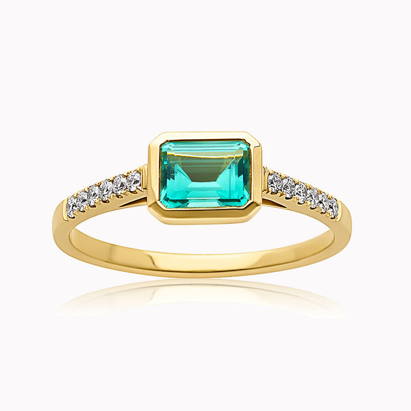 Emerald-Cut Mint Tourmaline Engagement Ring
