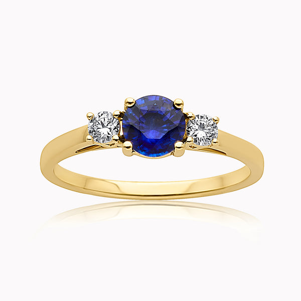3 Stone Sapphire & Diamond Ring