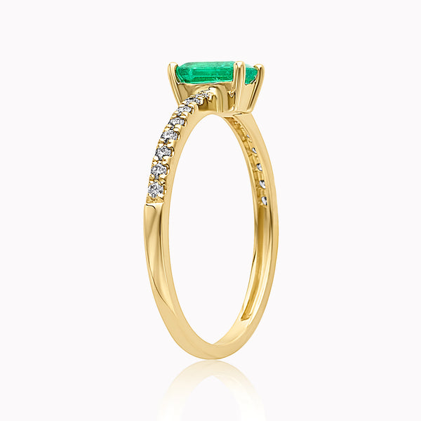 Emerald Baguette & Diamond Ring