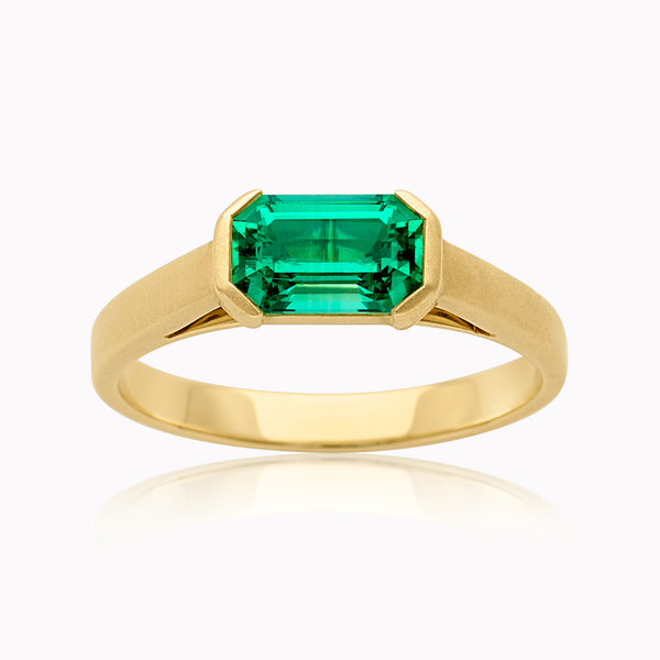Open Bezel Emerald Ring