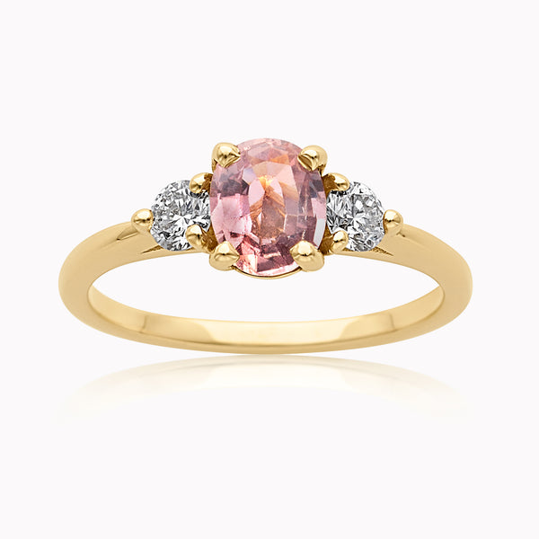 Cecile .88ct Oval Pink Sapphire Engagement Ring