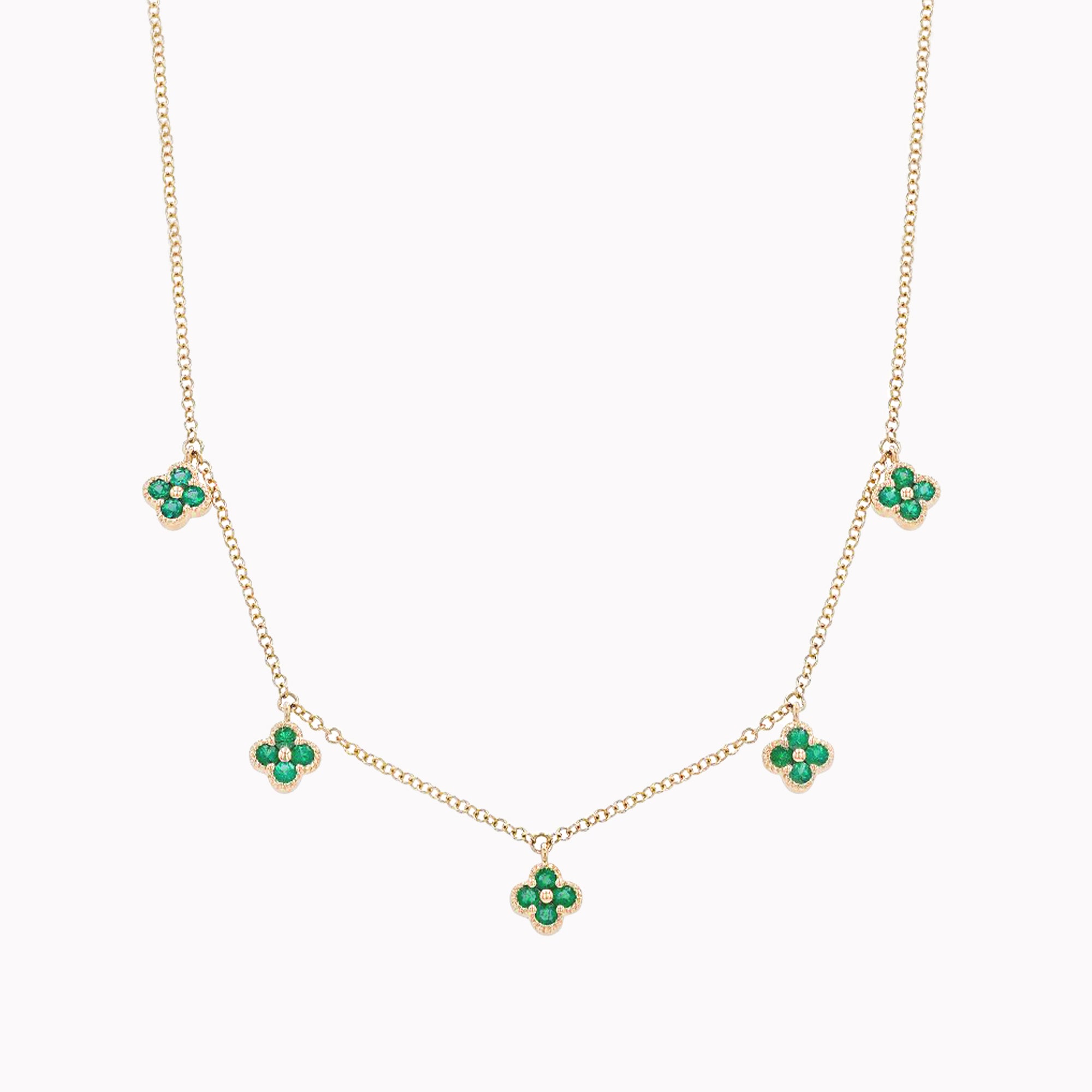 Stationary Emerald Clover Necklace