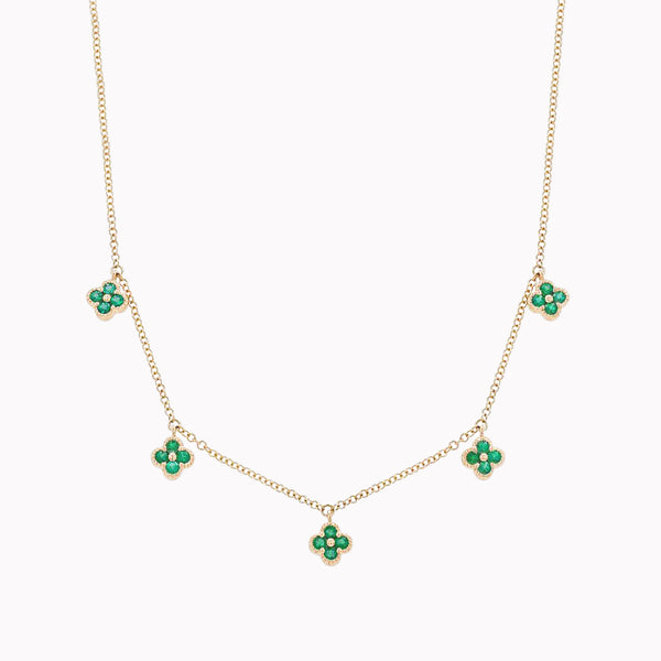 Stationary Emerald Clover Necklace