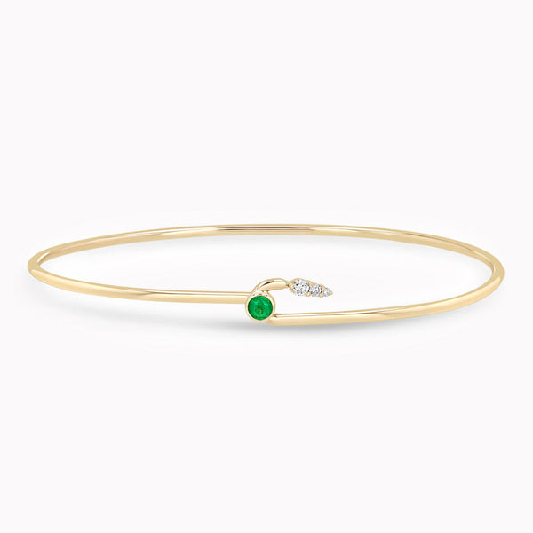 Emerald Bezel & Diamond Hook Bangle
