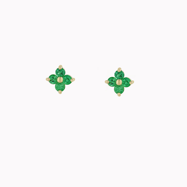 Emerald Quad Prong Stud Earrings