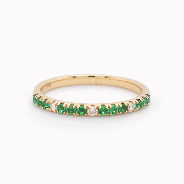 Emerald & Diamond Accent Stack Ring