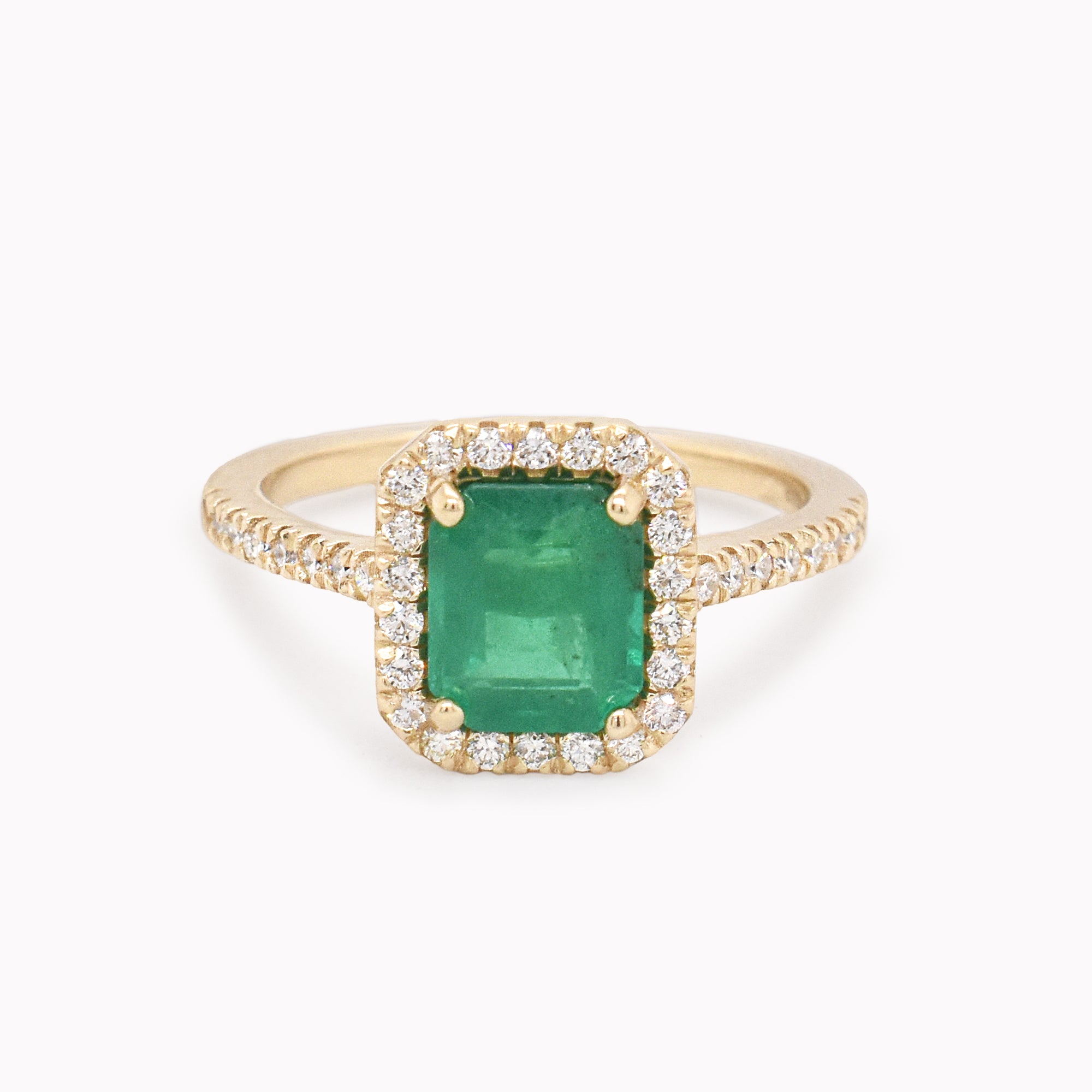 Emerald & Diamond Halo Ring