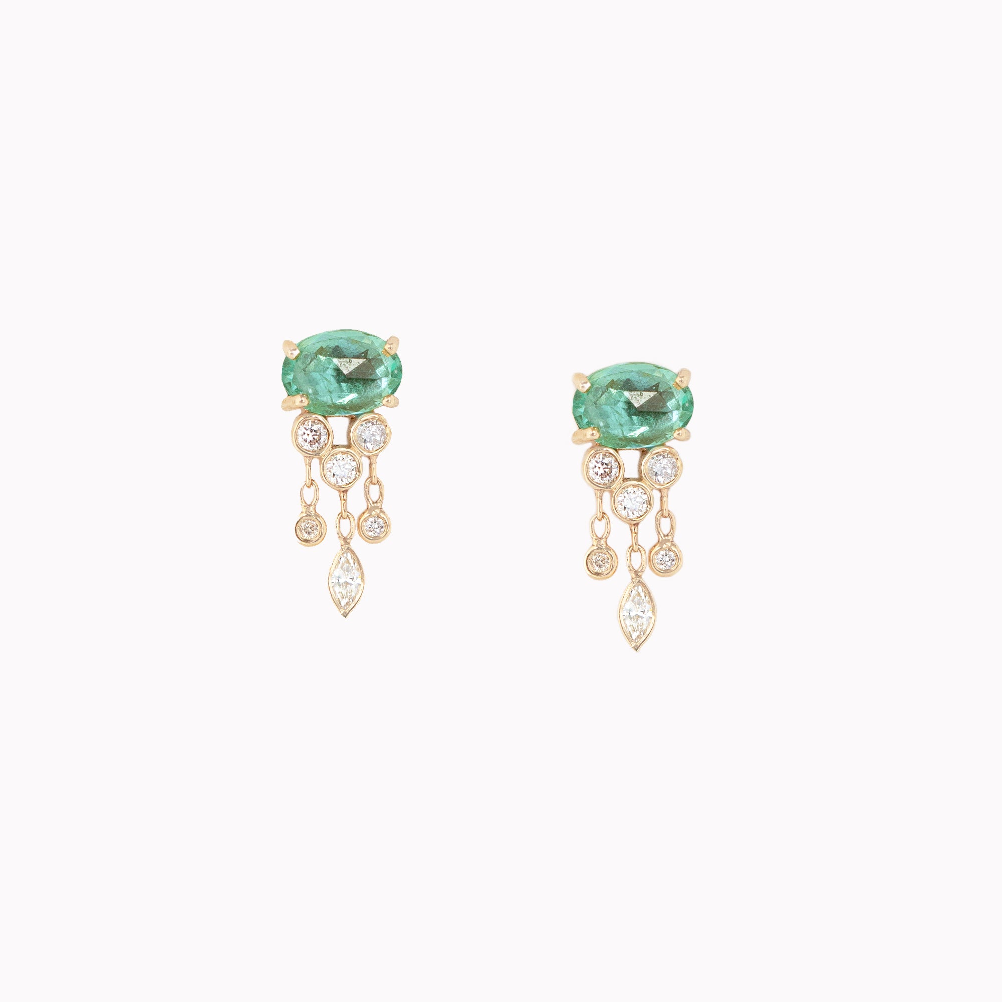 Emerald & Diamond Jellyfish Earrings