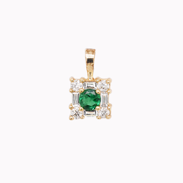 Square Emerald & Diamond Pendant