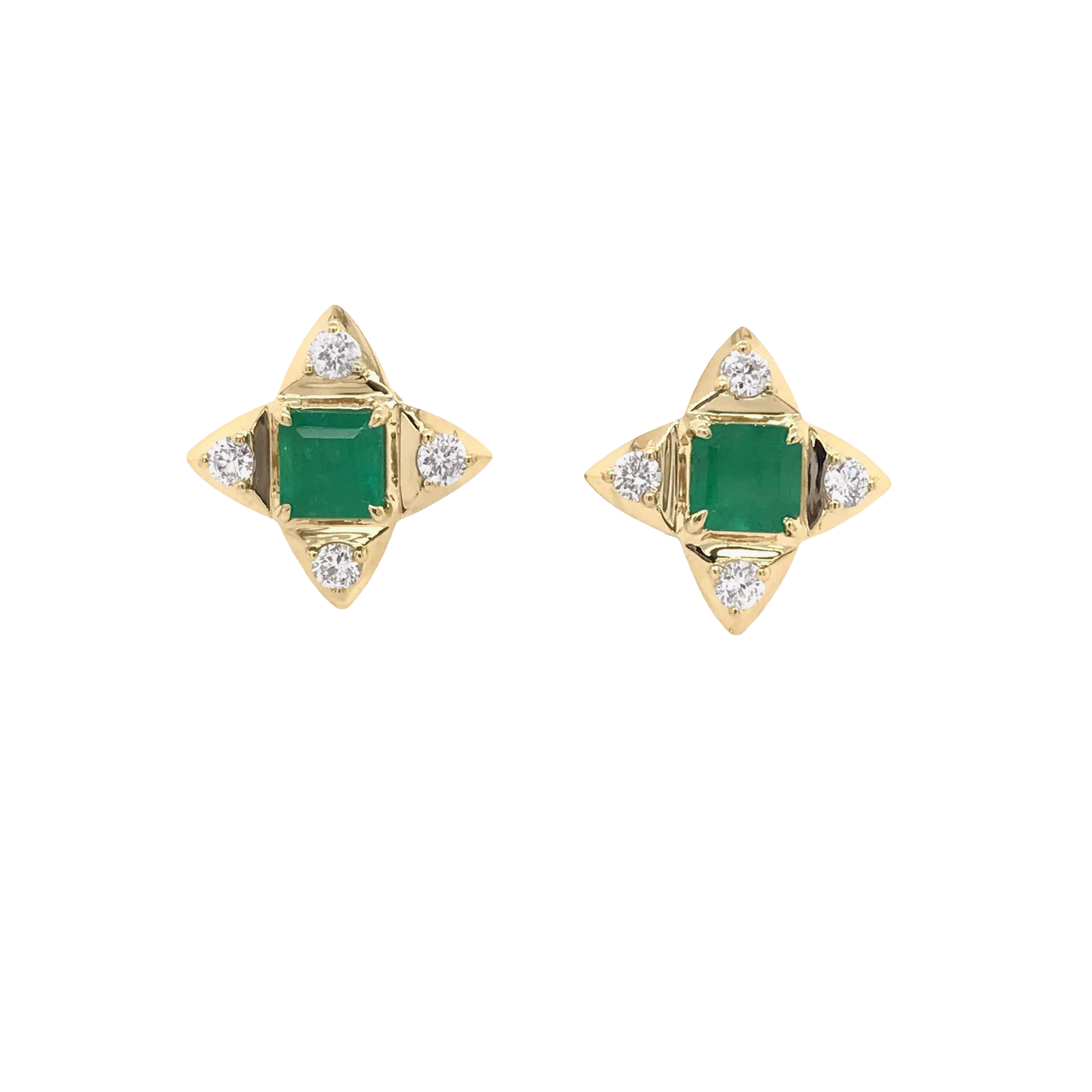 Emerald & Diamond Star Earrings