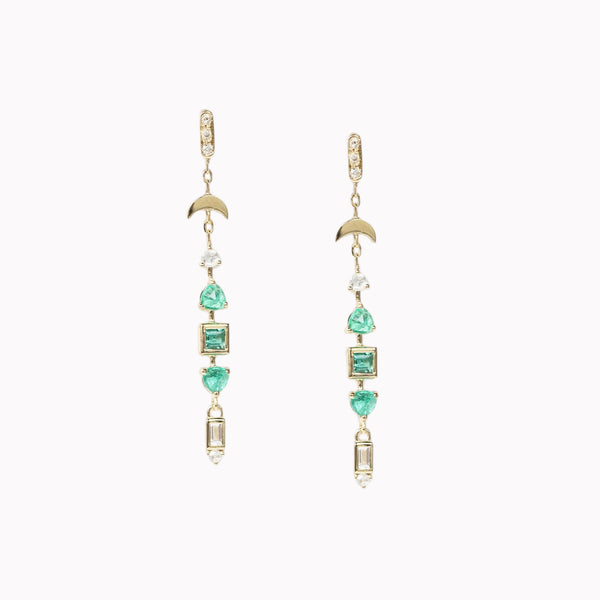 Emerald & Diamond Totem Earrings