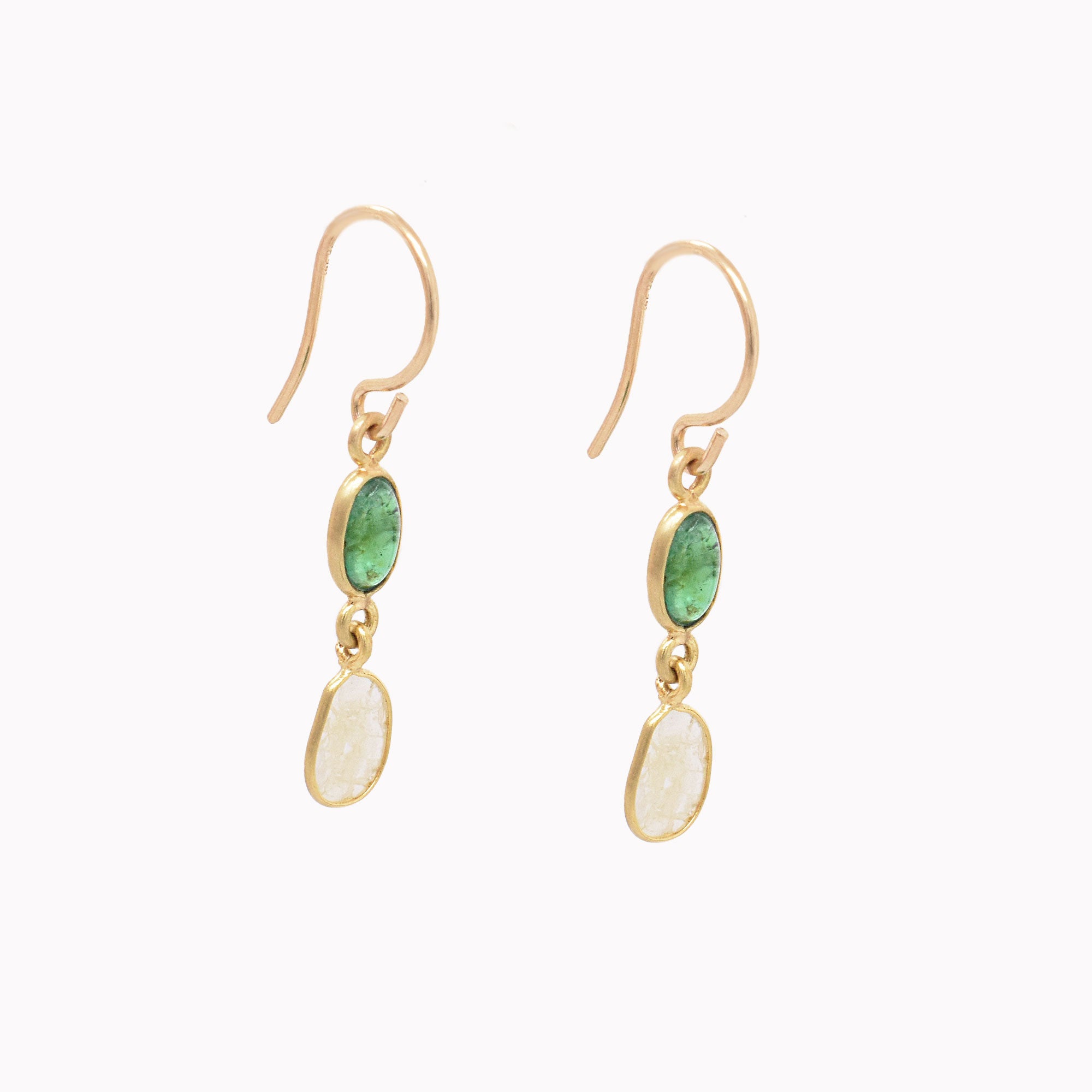 Emerald & Diamond Slice Earrings