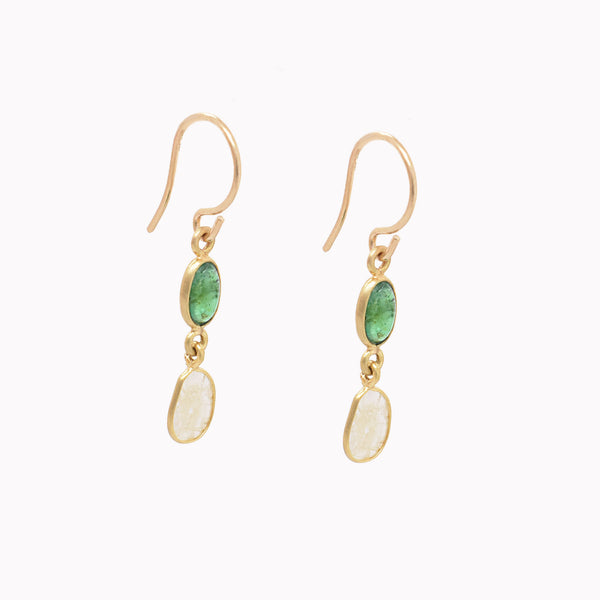 Emerald & Diamond Slice Earrings
